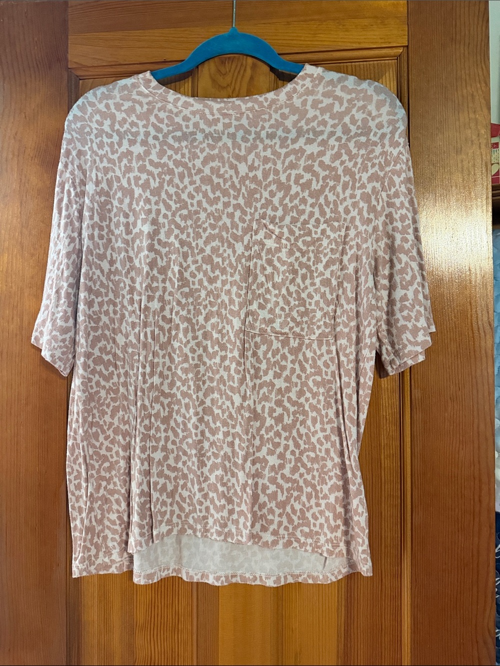 stars above Blush Pink Animal-Print Short Sleeve Top